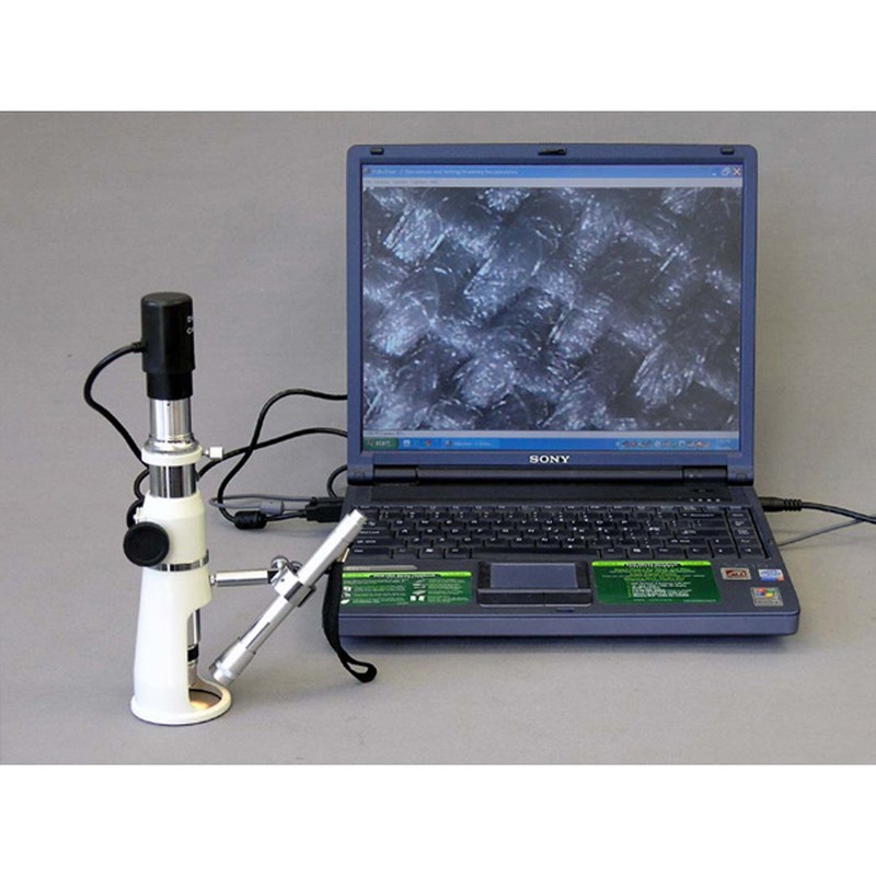 AmScope H100 Handheld Stand Measuring Microscope, 100x Magnification, 17mm Field