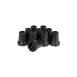 Qty: 10x 19mm (3/4") Shock and Impact Absorbing Rubber Ferrules, Tips or Feet for Walking Sticks or Canes - Black - by Lifeswonderful