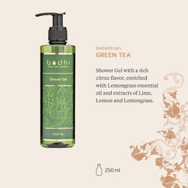 BODHI® Shower Gel Green Tea 250 ml | Revitalising, for All Skin Types, Organic & Vegan, 98% Natural