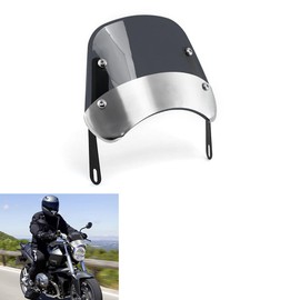 Motorcycle Windshield Universal Wind Deflector Windscreen Front Flyscreen with Mount for Motorbike 5"-7" LED Headlight (Gray A)