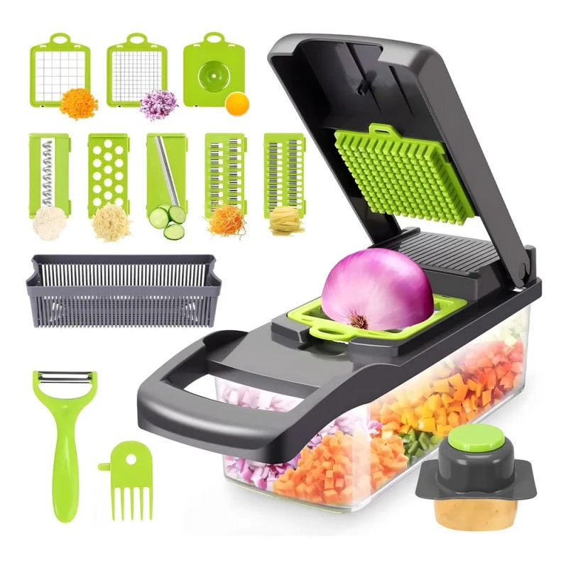 Rallador Multiusos Corta Rebana Pica Y Ralla Verduras/frutas Verde