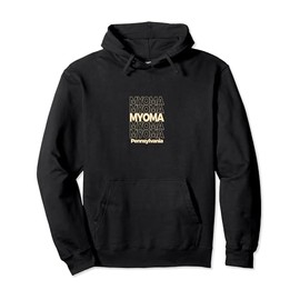 Vintage Myoma, Pennsylvania Repeating Text Pullover Hoodie