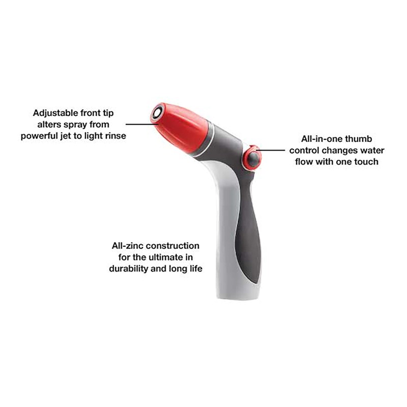 Gilmour Pro Heavy Duty Adjustable Garden Hose Nozzle, Crush Proof