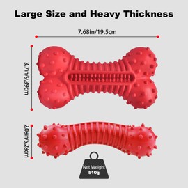 Ouilter Dog Chew Toys Bones for Medium Large Dogs Natural Rubber Bacon Flavor Durable Interactive Dog Toys for Boredom,Blue