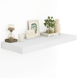 Heimlove White Bathroom Shelves Floating Shelves for Wall Shelf Over Toilet Long Wall Mounted Modern Farmhouse,48 x 12 Shelves with Invisible Brackets for Living Room, Kitchen, Bedroom