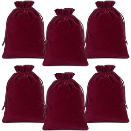 KAHEIGN 32Pcs Velvet Drawstring Bags, 12cm x 10cm Jewelry Storage Bags Gift Bags Candy Bags Jewelry Pouches for Wedding Christmas Birthday Party Favors (Dark Red)