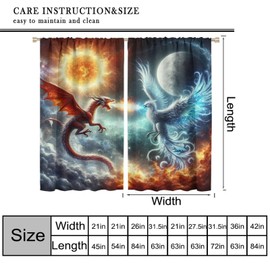 FAOTELY Fire and Ice Dragon Curtains Fantasy Fairytale Blue Red Dragon Boys Girls Teen Blackout Window Drapes for Bedroom Living Room Kitchen Cafe Decor （W21xL45 Inch） x2 Decor