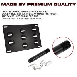 Xotic Tech Black Bumper License Plate Tow Hook Mounting Bracket Compatible with Hyundai Elantra Sedan 2017-2019 or Kia Forte Sedan 2014-2018