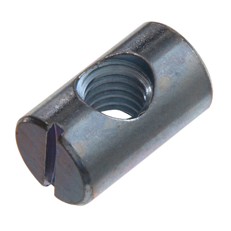 BARREL NUT FOR FURNITURE BOLT SLOTTED M6 X 14MM LONG