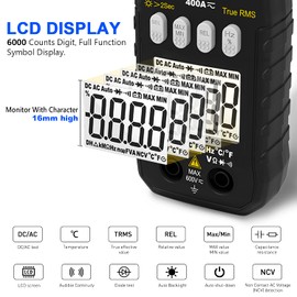 Digital Clamp Meter, HOLDPEAK 7200-APP AC/DC Amp Clamp Meter 6000 Counts Auto-Ranging Bluetooth Multimeter for Volt, Amps, Ohm, Temp, Frequency, TRMS Clamp Meter Multimeter for Home, Circuit Detection