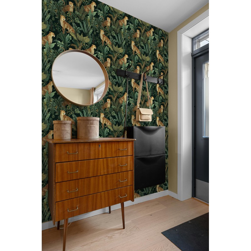 Dark Tropical Cheetah Jungle Peel and Stick Wallpaper, Self Adhesive