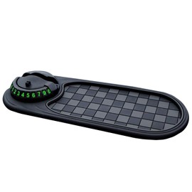 Alwodici Multifunctional Car Anti Slips Pad Vehicle-Mounted Anti-Slip Mat with Phone Holder Non Slip Cars Dashboard Mat With A Temporary Parking Number Rotating Car Phone Holder (Grey)