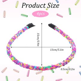 HJZHII 4PCS Candy Headbands, Donut Fun Candy Thin Headband Donut Candies Hairbands Colorful Non Slip Fashion Candies Head Bands Cute Hair Accessories for Women Girls