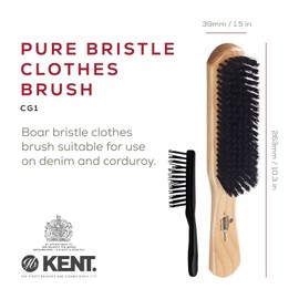 Kent CG1 Clothes Brush Cherrywood 100% Natural Black Bristle and Lint Remover Especially for Jeans or Corduroy Garments for Keeping Fabrics Free from Fibres, Fluff and Pet Hair. Made in England