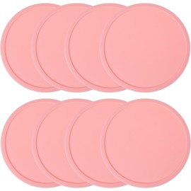 Paquete de 8 posavasos de silicona rosa antideslizantes para mesa de comedor, bonito posavasos redondos para bebidas, tazas, almohadillas para orejas de mesa, perfectos para café, té, bebidas