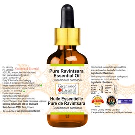 Greenwood Essential Pure Ravintsara Essential Oil (Cinnamomum camphora) with Glass Dropper Steam Distilled 15ml (0.50 oz)