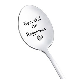 Spoonful of Happiness Gift Spoon for Women Men Christmas Birthday Gift for Dad Husband Daughter Coffee Tea Lover Gifts for Best Friend BFF Engraved Coffee Tea Spoons