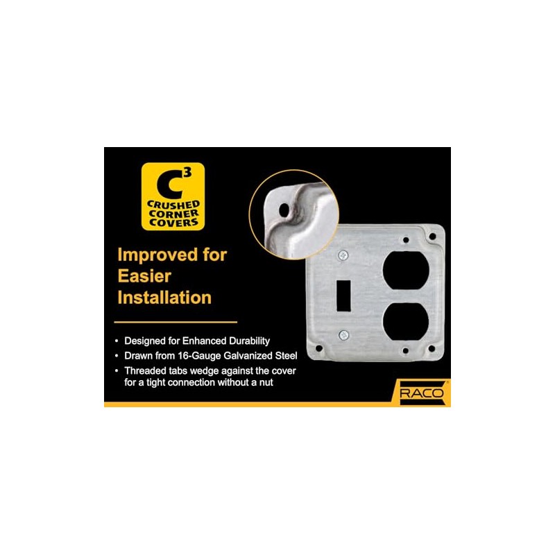 Hubbell-Raco 906C 1 Duplex Receptacle and Toggle Switch 4-Inch Square