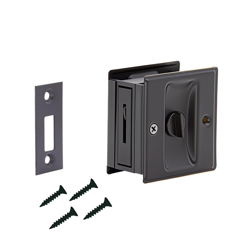 SUNTAI Privacy Sliding Door Lock with Pull, Solid Brass Pocket