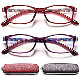 EYEURL Reading Glasses Womens Blue Light Blocking - 2 Pack Lightweight Computer Readers +1.0 Glare Blocking Ladies Eyeglass