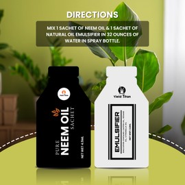 Yield Titan 100% Pure Neem Oil Sachets (6-Sachets) with Natural Oil Emulsifier Sachet (6-Sachets) for Indoor and Outdoor Garden Plants