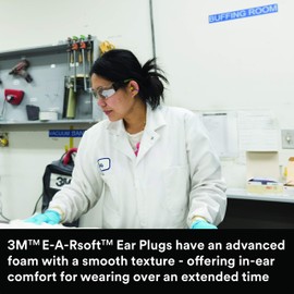 3M Ear Plugs, 200/Box, E-A-Rsoft Superfit 311-4109, Metal Detectable Cord, Disposable, Foam, NRR 32, Drilling, Grinding, Machining, Sawing, Sanding, Welding, 1/Poly Bag