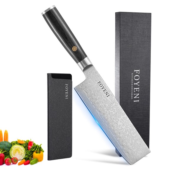 foyeni Nakiri Knife - 6.5 Inch Sharp Japanese Chef Knife,