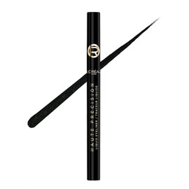 L'Oreal Paris Delineador líquido impermeable de alta precisión, delineador de ojos a prueba de manchas con micropunta, para maquillaje de ojos de hasta 28 horas, seda negra 010