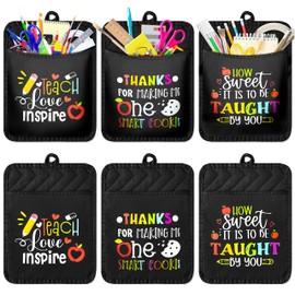R HORSE 6Pcs Teacher Appreciation Gift Pot Holders with Pocket Funny Cookie Bag Thank You Present Potholder Heat Resistant Oven Mitts Hot Pads Kitchen Baking Cooking Gift Teacher Appreciation Gift