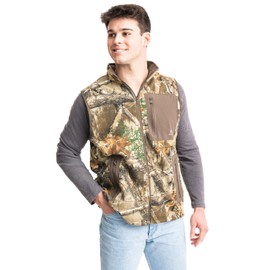 Realtree Men's Poly Fleece Vest – Camo Outdoor Hunting Vest with Zipper Pockets & Adjustable Fit (US, Alpha, Large, Regular, Regular, Edge Camo)