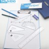 TAOSHENG 4Pcs Plastic Math Geometry Kit, Transparent Measuring Tool Set