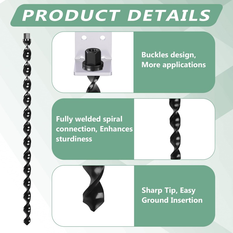24" Ground Anchors Screw in, 4 Pack