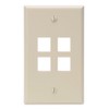 Leviton 41080-4IP QuickPort Wallplate, Single Gang, 4-Port, Ivory