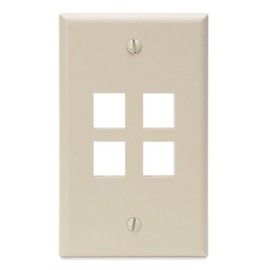 Leviton 41080-4IP QuickPort Wallplate, Single Gang, 4-Port, Ivory