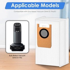 (15 Pack) Omni S1 Pro Replacement Dust Bags Compatible With Eufy Robot Vacuum Omni S1 Pro Self Empty Station, Filter Bags for Robot Vacuum