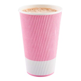 Restaurantware 20 Ounce Ripple Insulated Coffee Cups 250 Double Wall Corrugated Coffee Cups - Lids Sold Separately Secure Grip Light Pink Paper Ribbed Coffee Cups Sustainable Leakproof