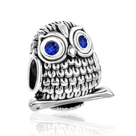 MiiFort Owl Charm for Bracelets Women Cute Charm Cute Owl Bird Animal, Blue Crystal