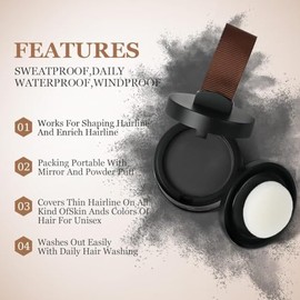 Corrector para las raíces del cabello,Hair Line Shadow Powder,Hairline Powder,Retoca Raíces Polvo para Densificar El Cabello,para esquinas, vértices y