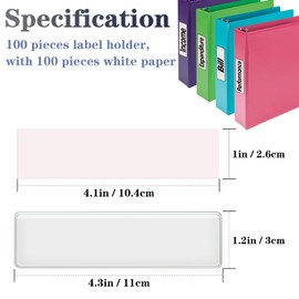 Self Adhesive Label Holders, ELEMGULY 100 Pack Adhesive Shelf Tag Shelf Label Holder Clear Pocket Holder with Paper for Supermarket, Bookshelf, Kitchen (4.3 x 1.2 Inch)