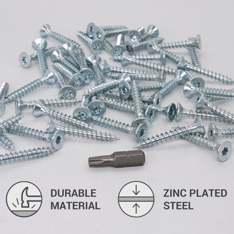 SKIR'CO (50 pcs) Zinc Plated Steel Wood Screws 5.0 x