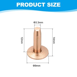 PATIKIL 9x3.3x12mm Leather Rivets and Burrs, 100 Sets Leather Rivets and Washers Copper Fastener Metal Studs Posts for Leather Craft, Belts, Wallets, Collars, DIY Crafts