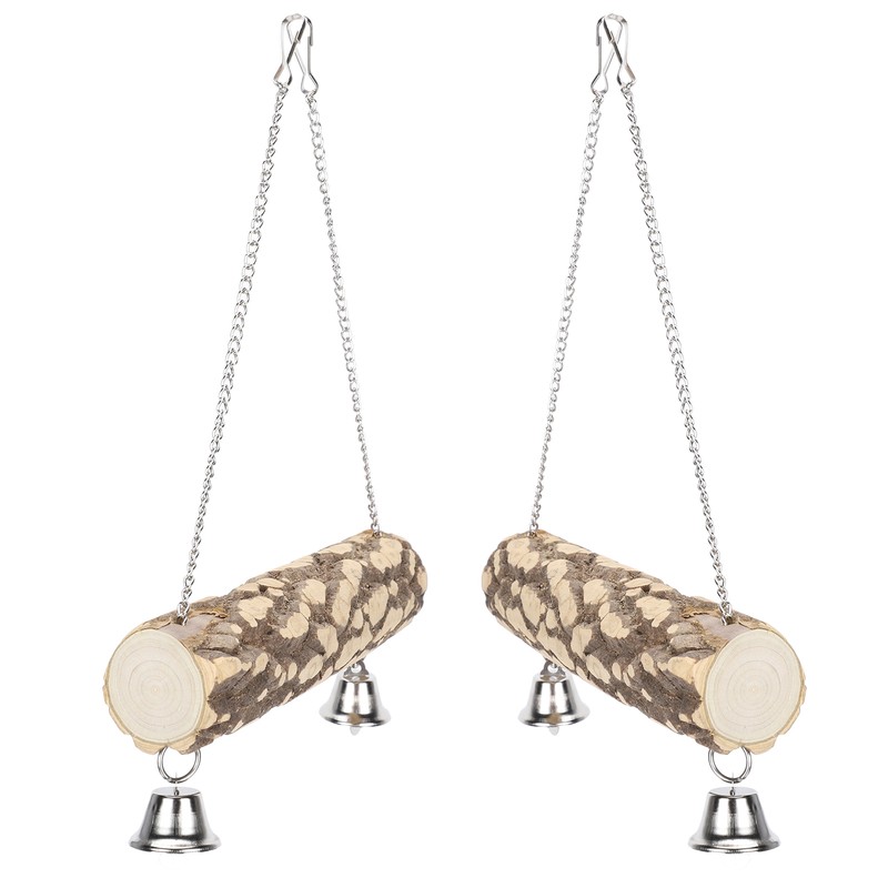 2pcs Pet Birds Parrots Wooden Swing Stand Bar Safety Toy