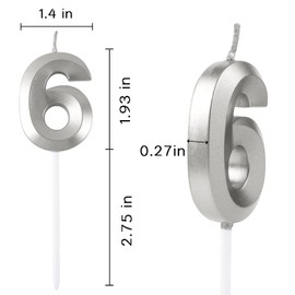 IBLESSU 10Pcs Number Birthday Candles - Champagne Gold & Silver, Modern Theme, Novelty Candle, Non-Toxic, Odorless, Smokeless