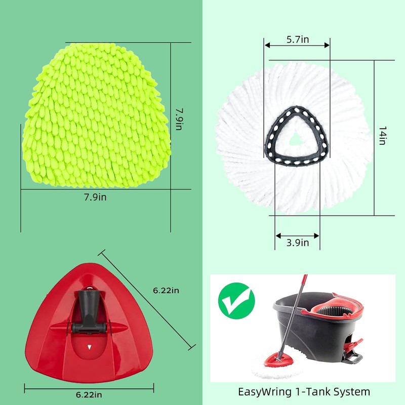5 Pack Mop Replacement Heads Compatible with Vileda 1 Tank