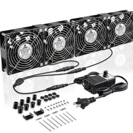 GDSTIME 4x120mm Powerful Computer Fans with AC Powered 100V 240V Variable Speed Controller DIY Cooling Ventilation Exhaust Projects for GPU Mining Rig Receiver TVs Network Rack Window Greenhouse Sheds