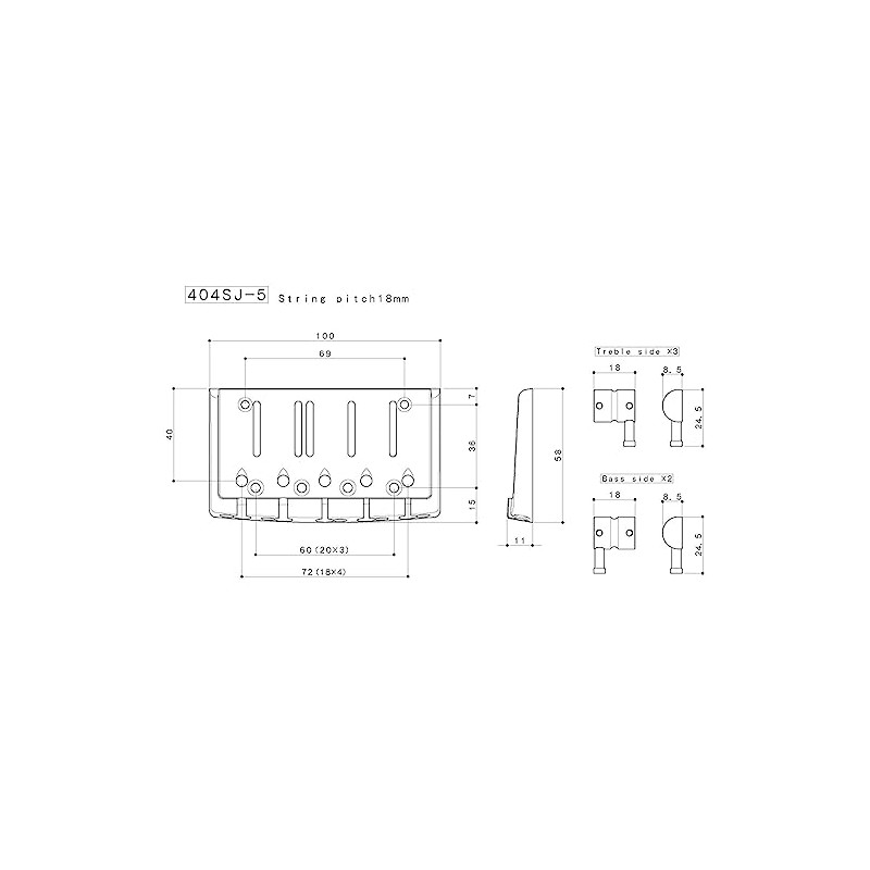 GOTOH 404SJ-5 5-String Bass Bridge w/Steel Saddles - Chrome