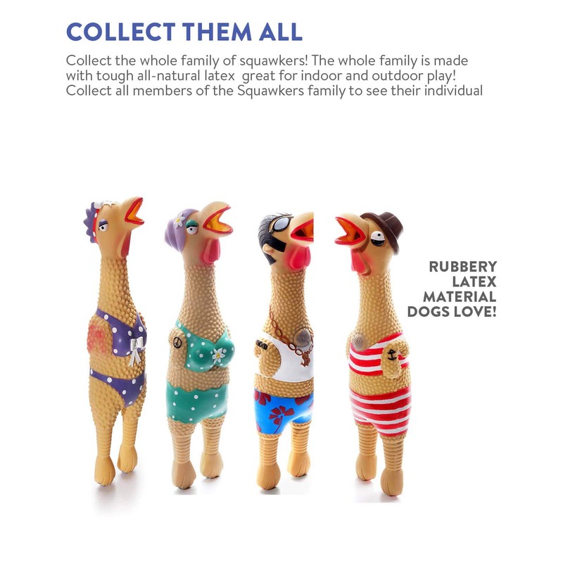 Charming Pet Squawkers Henrietta Latex Rubber Chicken Interactive Dog Toy,