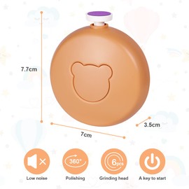 Vicloon Electric Baby Nail File, 6-in-1 Electric Nail File for Newborn Set, Quiet and Safe Baby Nail Cutter, Nail Care for Babies, Gift for Newborn Bear Style, Orange