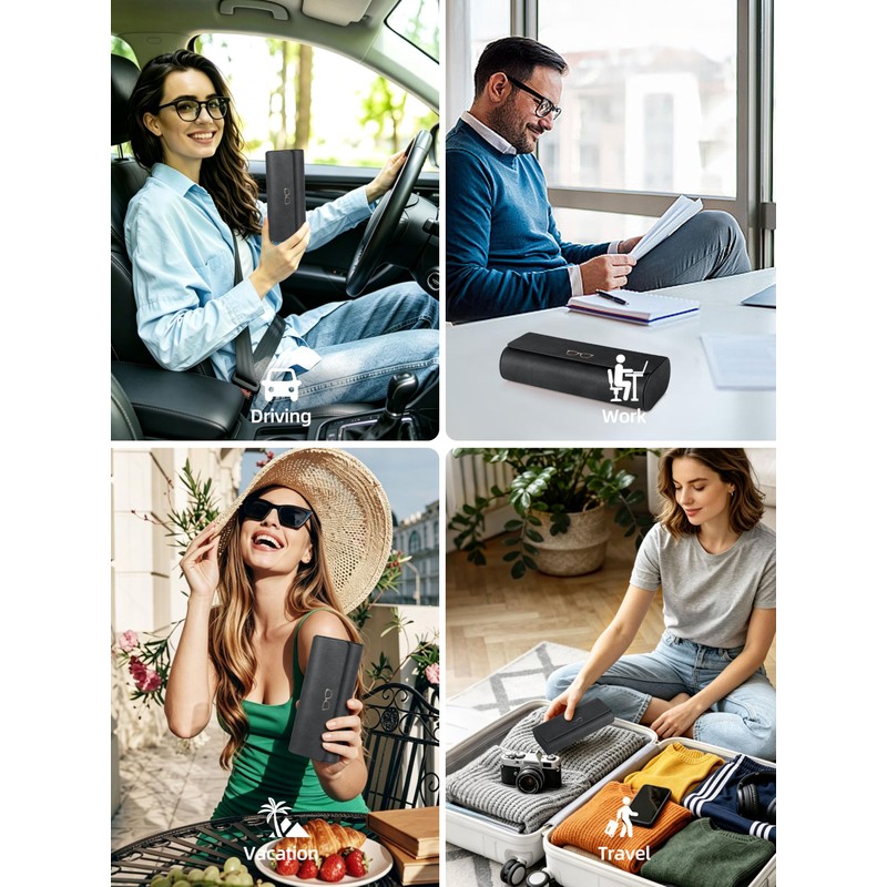 ExtreLife Smart Glasses Case, Works with Apple Find My, Rechargeable