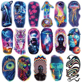 Cosmic Space Temporary Tattoos for Adults and Kids, 77 Sheets Fake Tattoo Colorful Galaxy Fantasy Art Designs for Men and Women